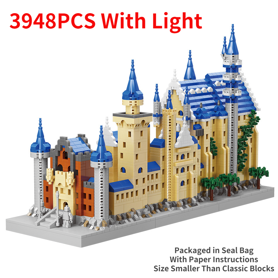 3948PCS World Architecture Neuschwanstein Castle Blocks Micro Building Blocks Street View Educational Toys for Boys Adult Gift alx