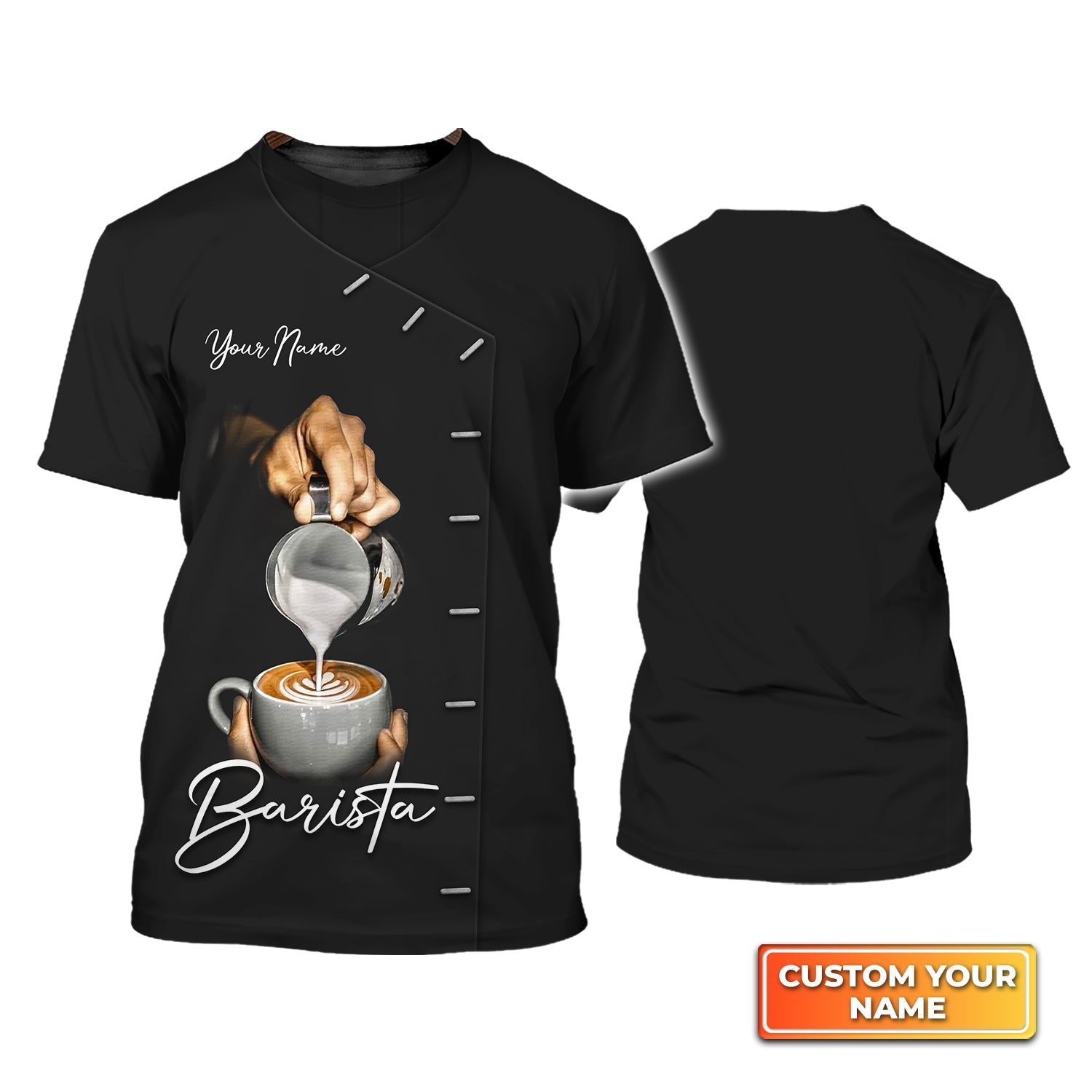 Custom Barista Shirt Barista Hand Making Lattle Drawing Barista Uniform Bartender Gift