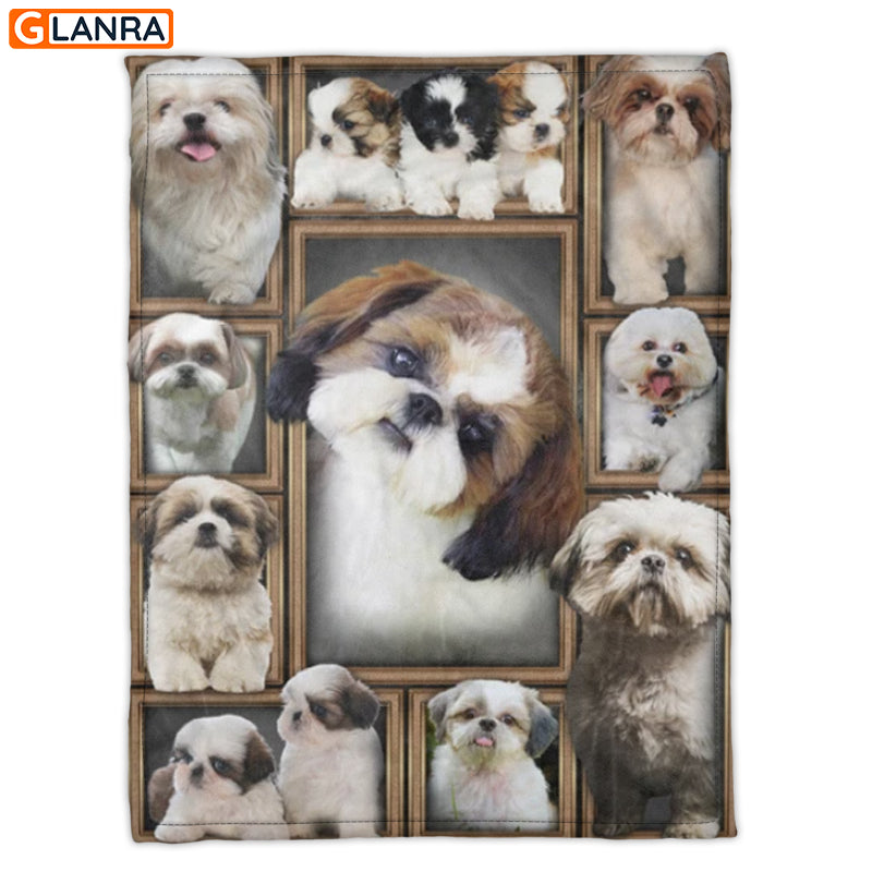 Shih Tzu Cute Dog Fleece Blanket, Dog Fleece Blanket, Gift For Dog Lovers, Dog Mom Gift, Animal Pet Lovers, Funny Dog Blanket, Anniversary Gift