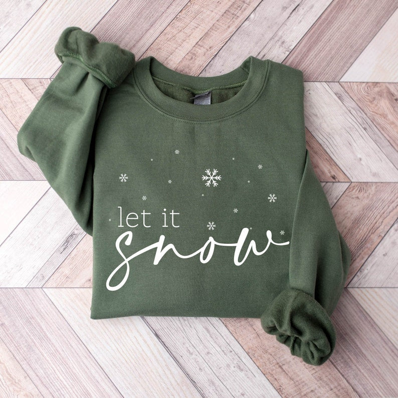 Let Is Snow Christmas Sweatshirt 2D Crewneck Sweatshirt All Over Print Sweatshirt For Women Sweatshirt For Men Sws4957