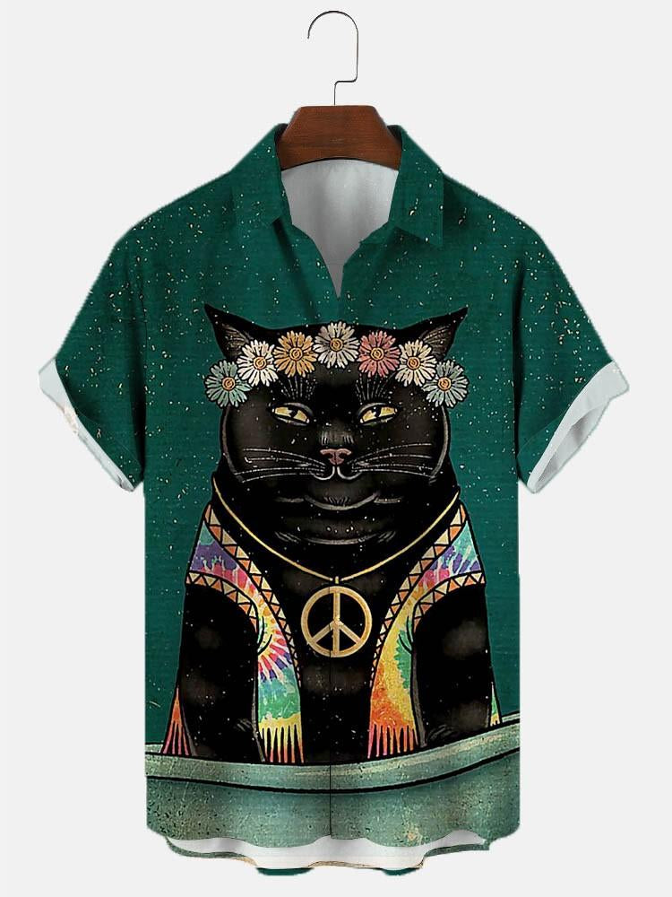 Men’S Hippie Cat Casual Shirts