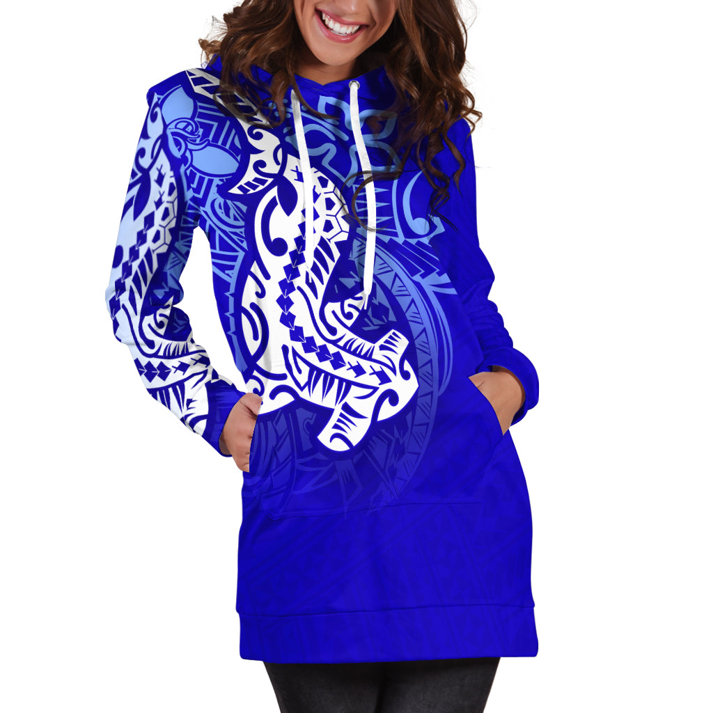 (Custom Personalised)Polynesian Hoodie Dress Hammerhead Shark Lt6