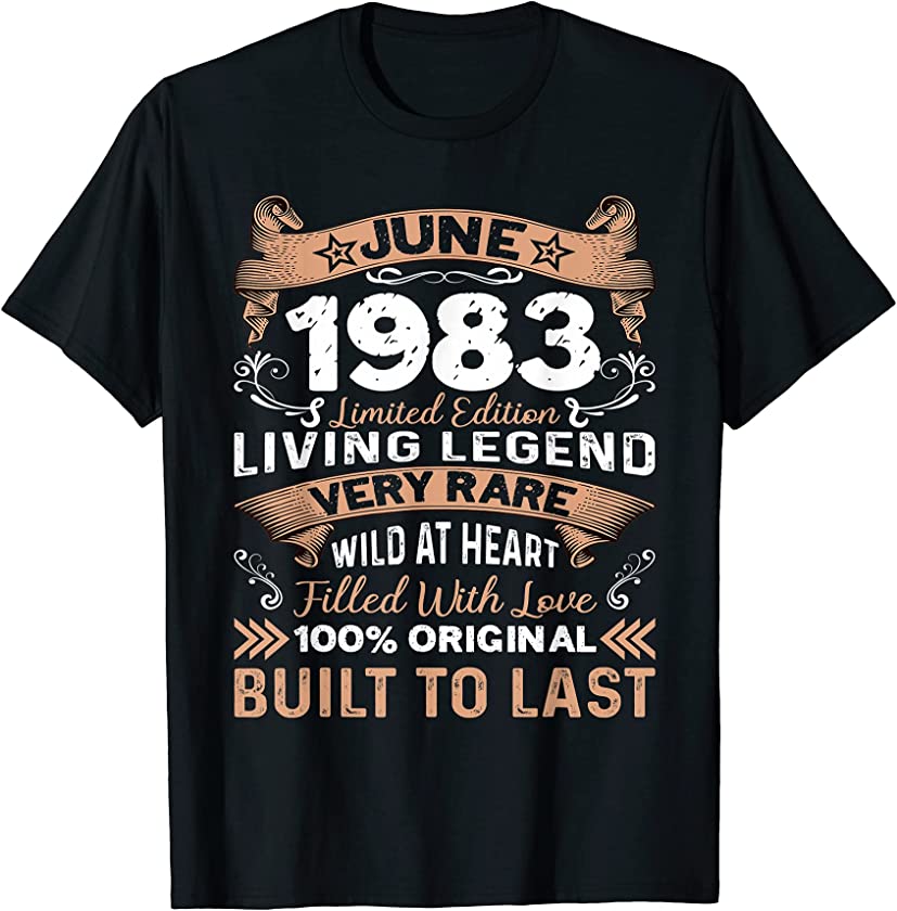 38th Birthday Gift 38 Years Old Retro Vintage June 1983 T-Shirt