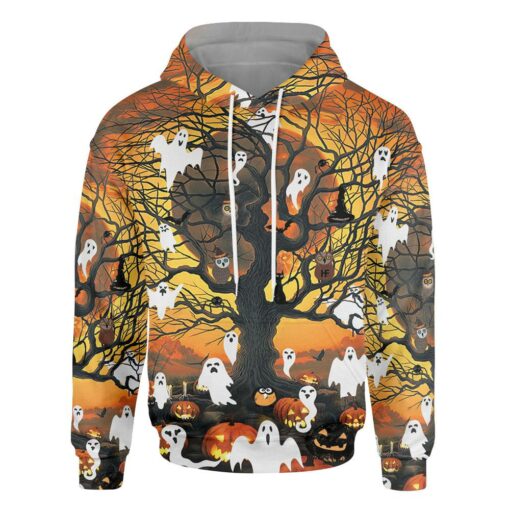 Night Of Pumpkin & Ghost All Over Print Hoodie For Men & Women, Spooky Halloween Hoodie Gift For Halloween Day