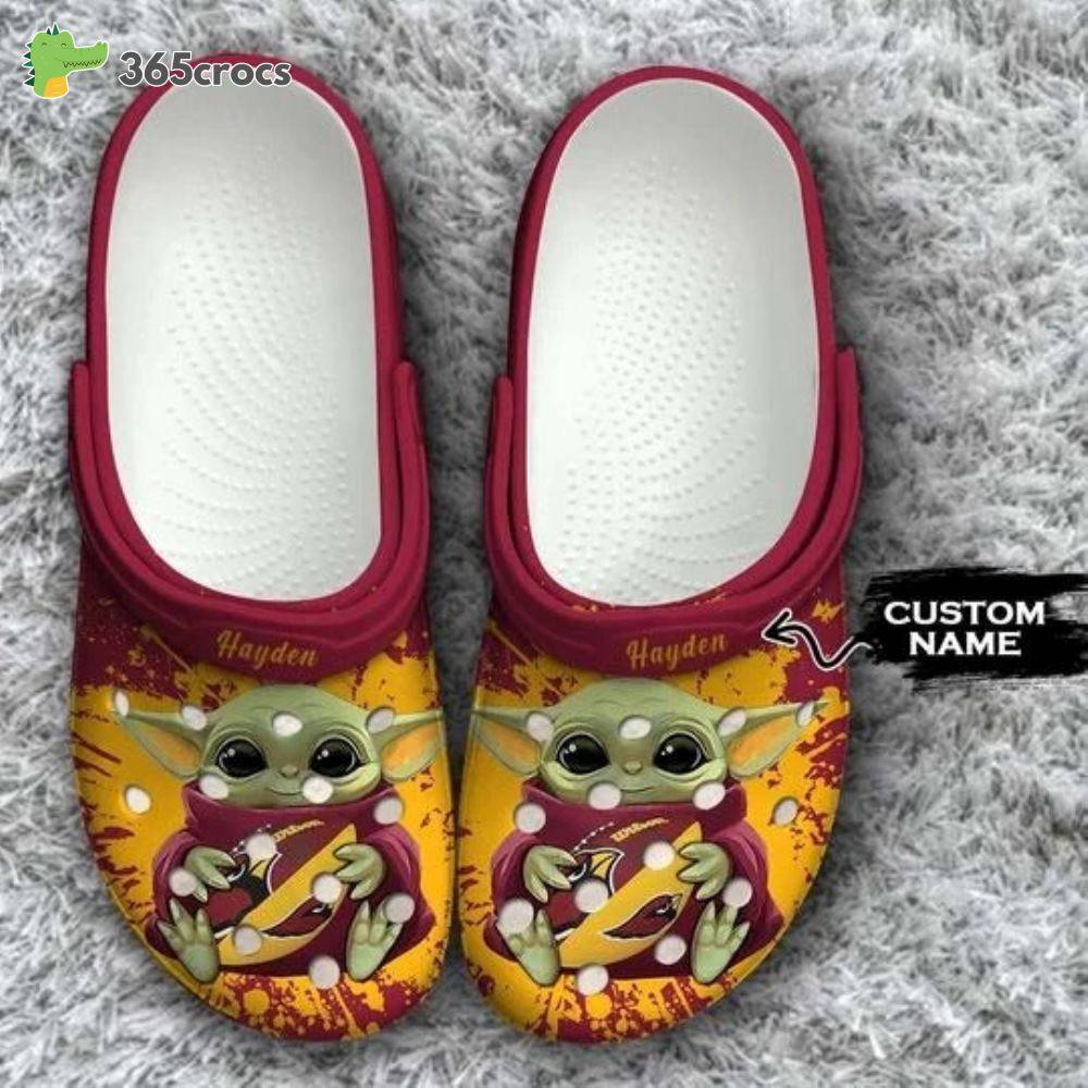 Baby Yoda Arizona Cardinals Custom Name Crocss Clog Shoes