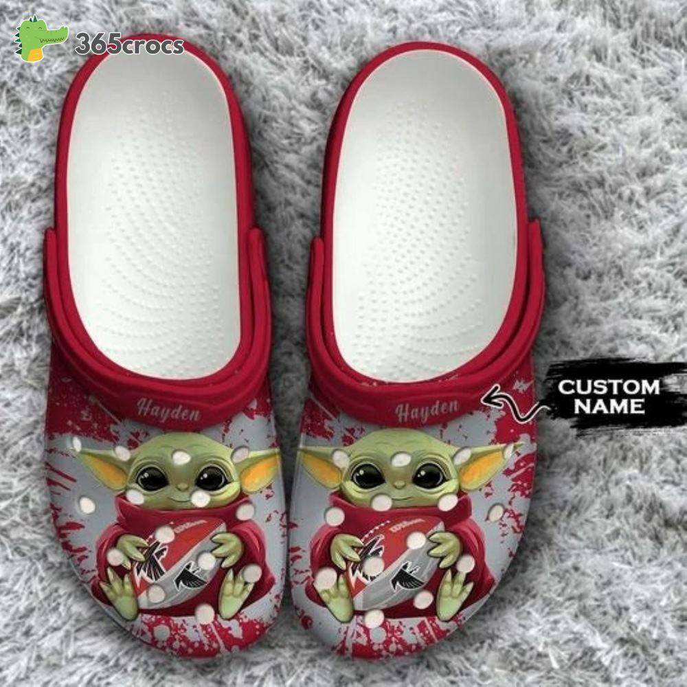 Baby Yoda Atlanta Falcons Custom Name Crocss Clog Shoes