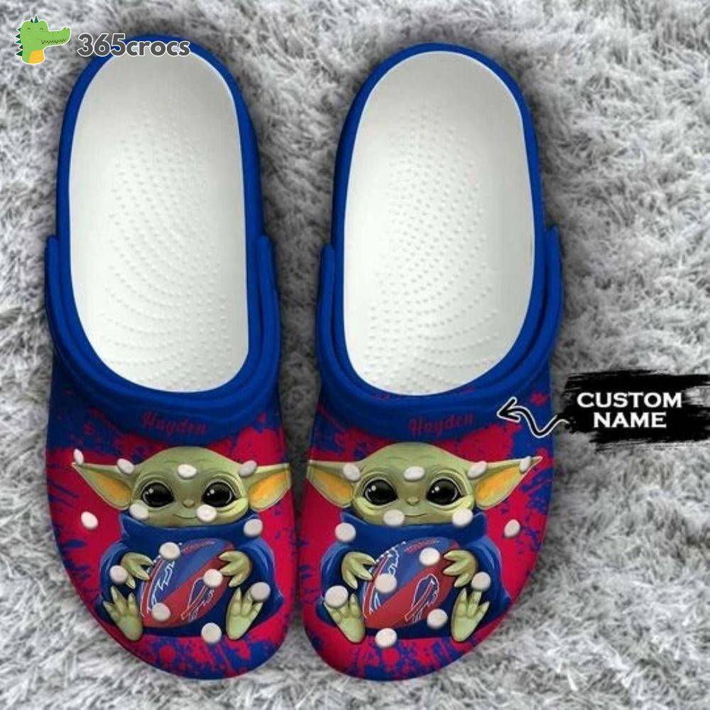 Baby Yoda Buffalo Bills Custom Name Crocss Clog Shoes