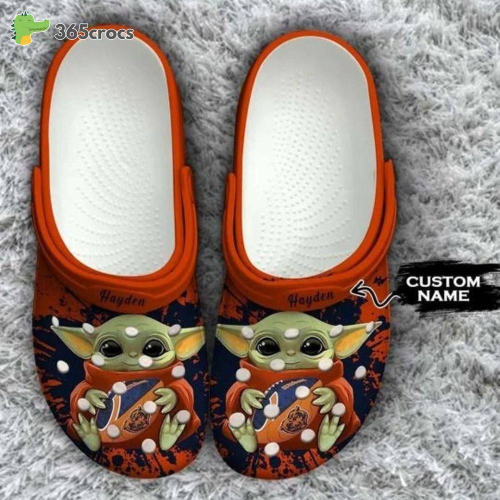 Baby Yoda Chicago Bears Custom Name Crocss Clog Shoes