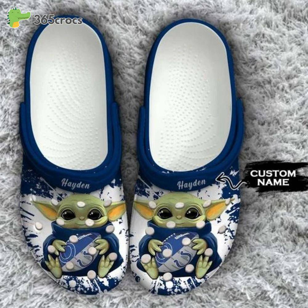 Baby Yoda Indianapolis Colts Custom Name Crocss Clog Shoes