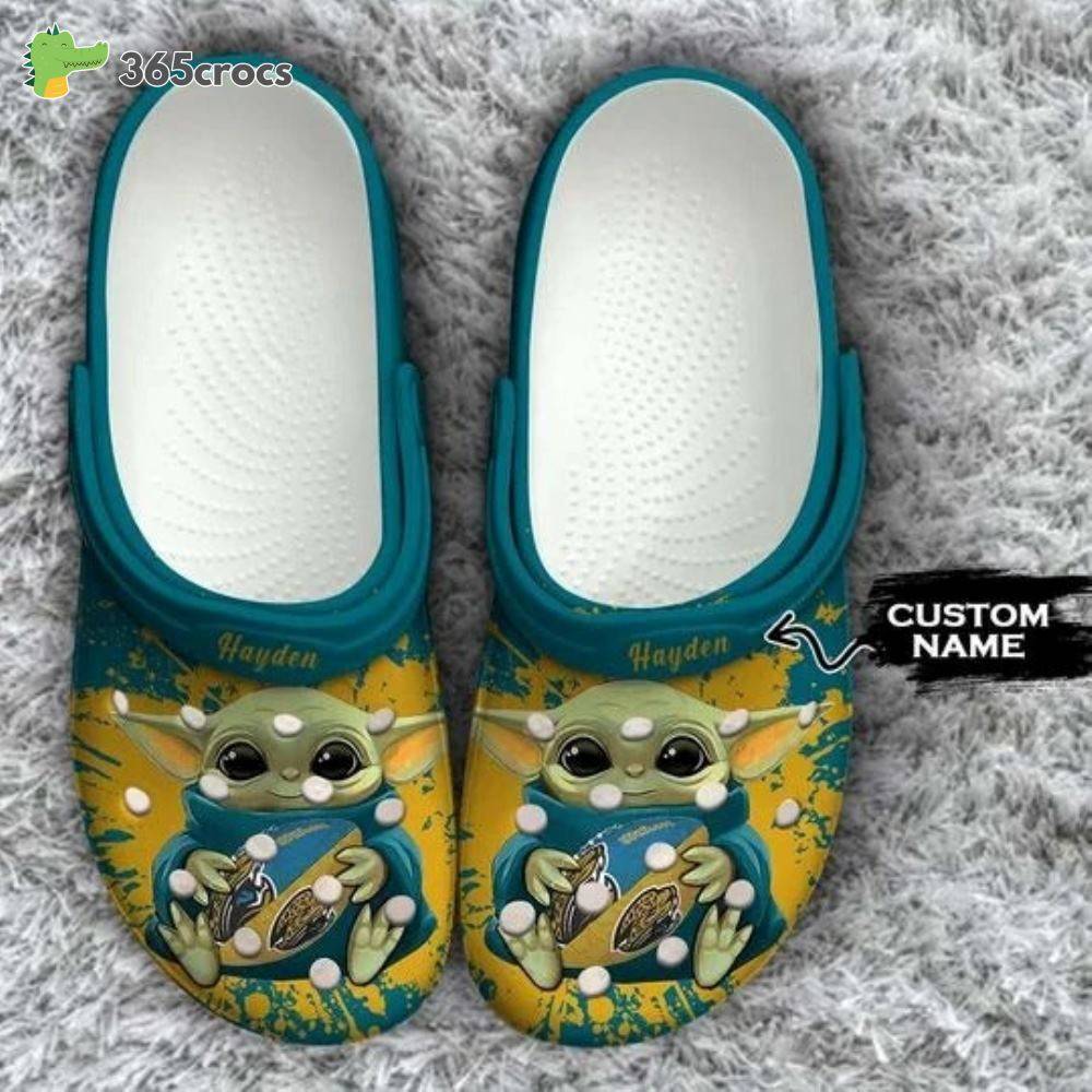 Baby Yoda Jacksonville Jaguars Custom Name Crocss Clog Shoes
