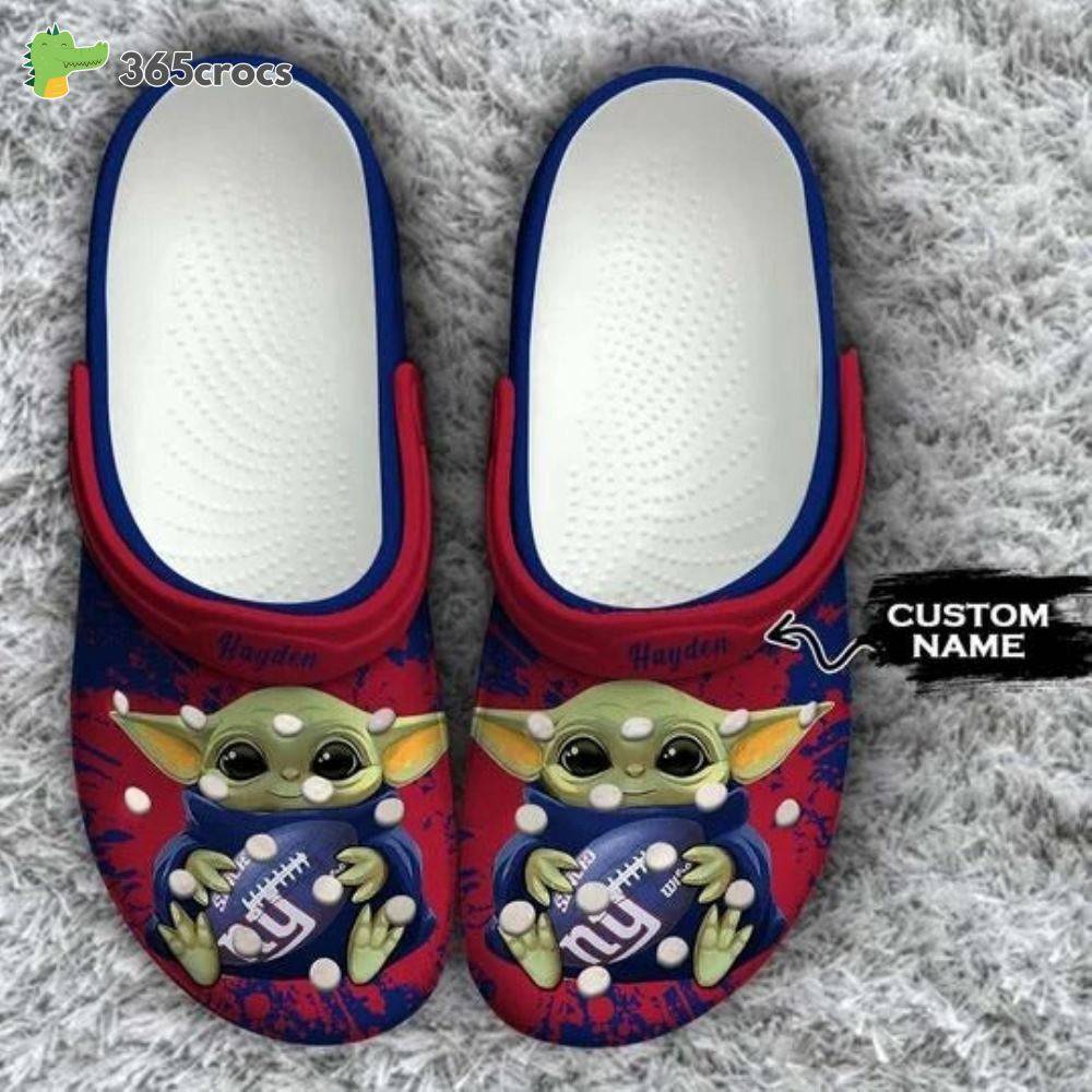 Baby Yoda New York Giants Custom Name Crocss Clog Shoes