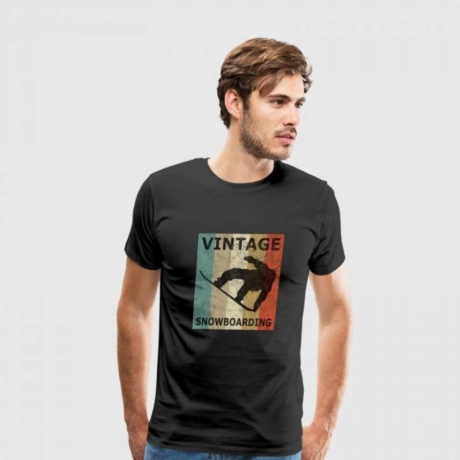 Snowboarding Snowboarder Vintage Style Mens Cotton Tshirt