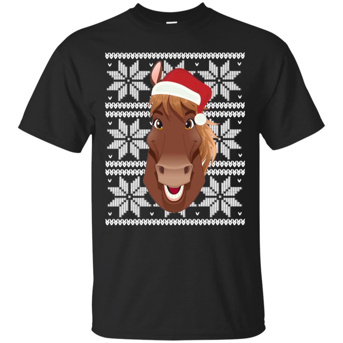 Ugly Christmas Shirt Horse Santa Hat Men Women Mom Gift