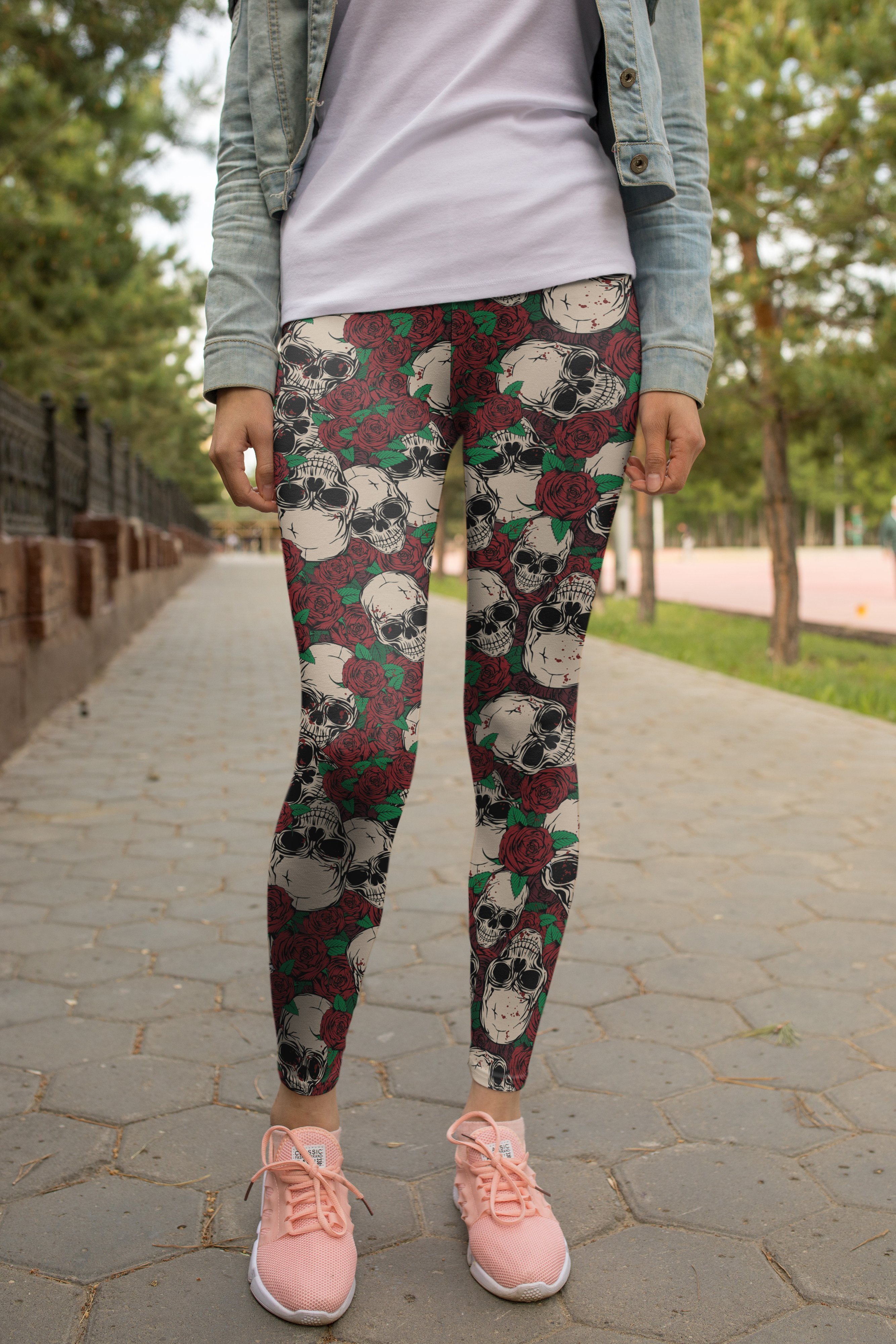 3D All Over Print Skull And Rose Legging