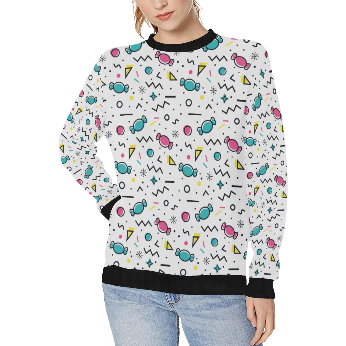 Candy design pattern Women’s Crew Neck Sweatshirt