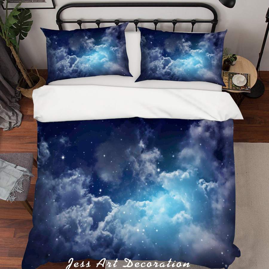 3D Blue Starry Sky Nebula Universe Quilt Cover Set Bedding Set Pillowcases SF06