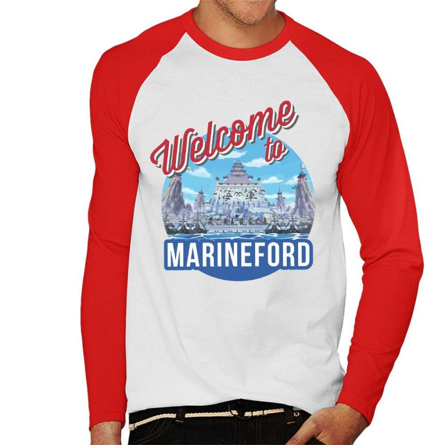 Welcome To Marineford One Piece Men’s Baseball Long Sleeved T-shirt