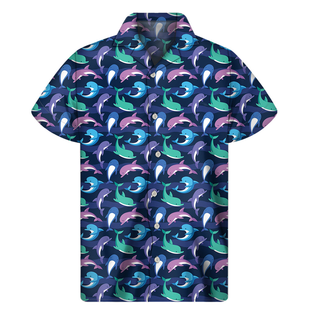 Colorful Dolphin Pattern Print Men’S Short Sleeve Shirt