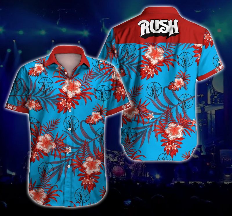 Rush Rock Music Band Hawaii Graphic Print Short Sleeve Hawaii Casual Shirt Ha8180