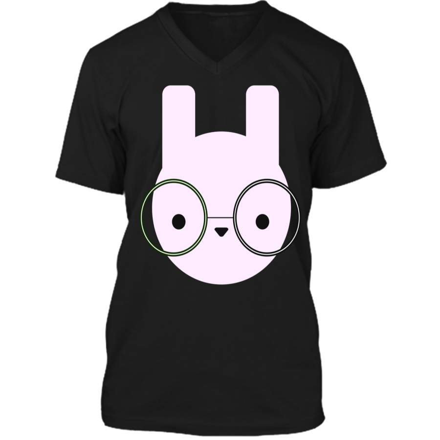 Cute Bunny Pastel Easter Rabbit Nerd Shirt Mens Printed V-Neck T