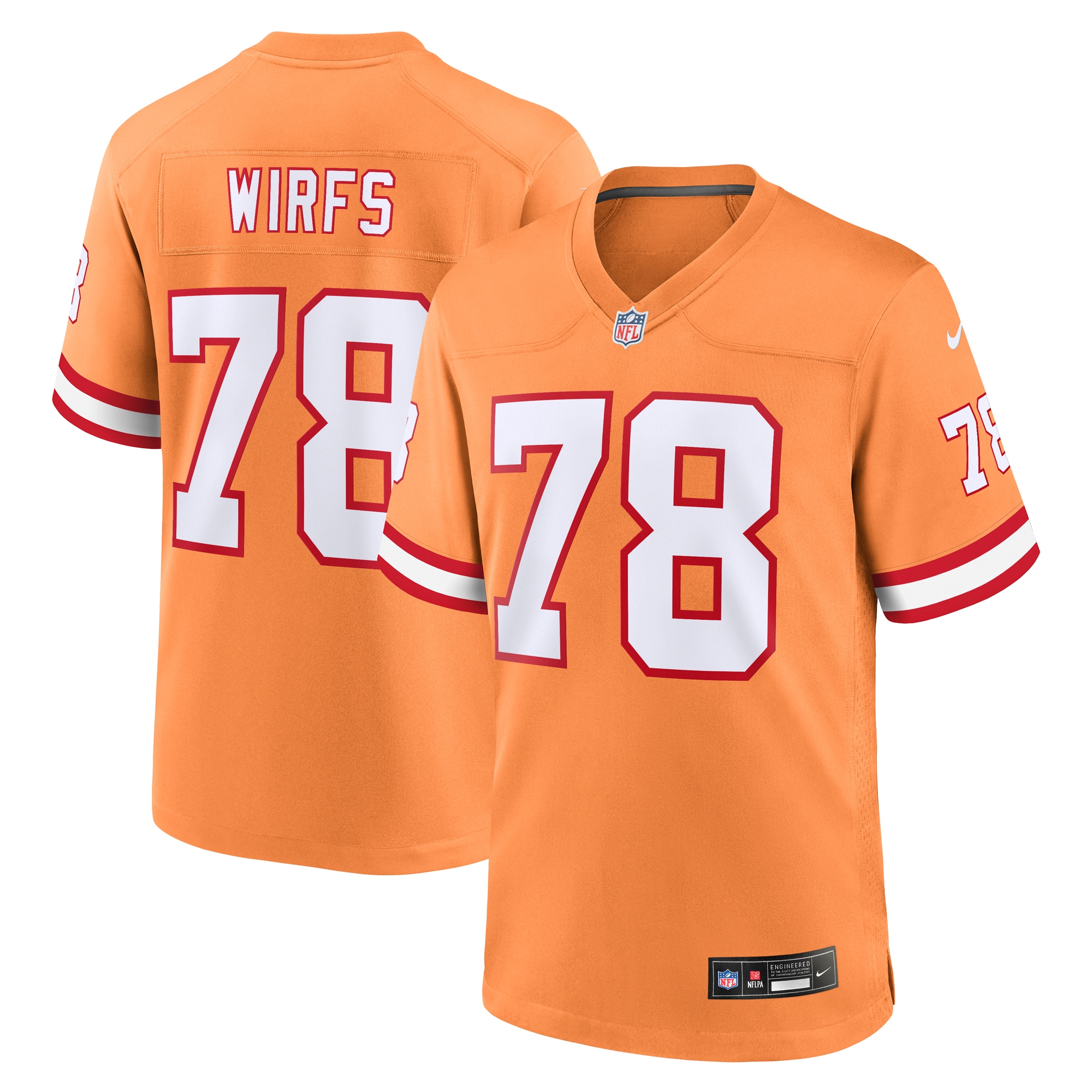 Tristan Wirfs Tampa Bay Buccaneers Throwback Game Jersey – Orange