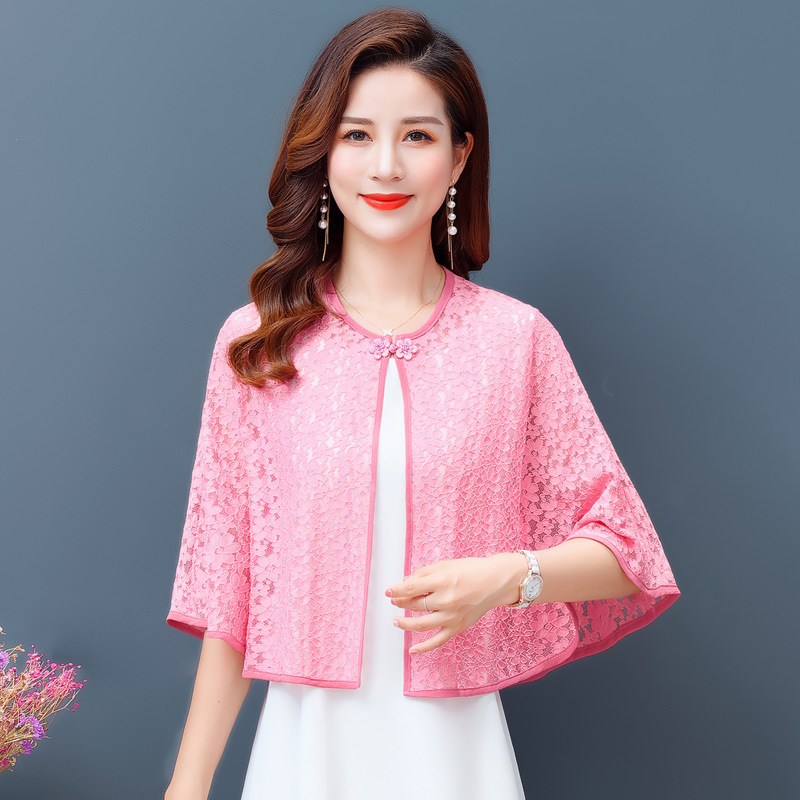 Bolero Wedding Fashion Lady’s Cloak Shirt Summer New Shawl Embroidered White Lace Crochet Blouse Floral Long Sleeve Woman Shirt alx