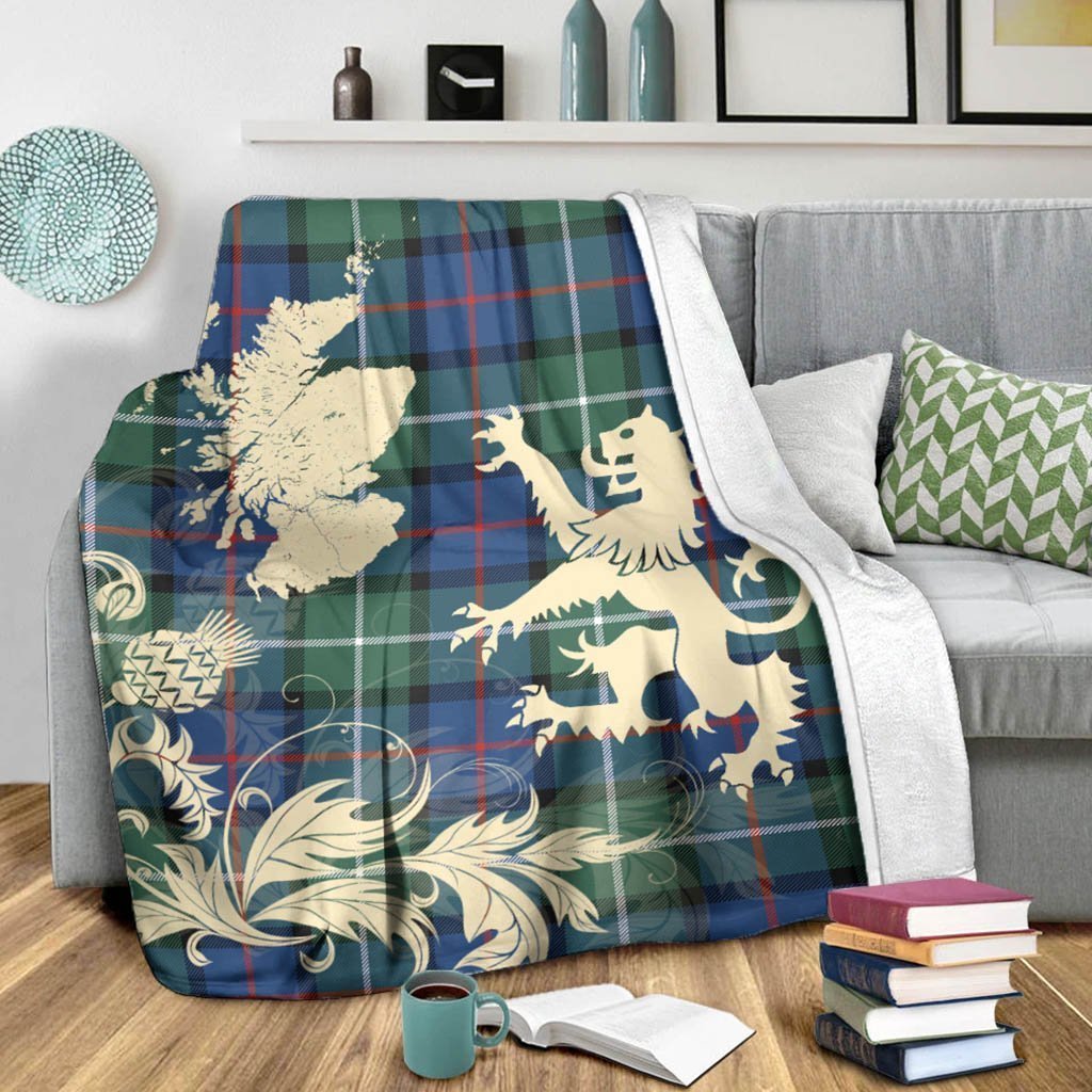 Tartan Blanket Davidson Of Tulloch Tartan Scotland Lion Thistle Map Plaid Blanket