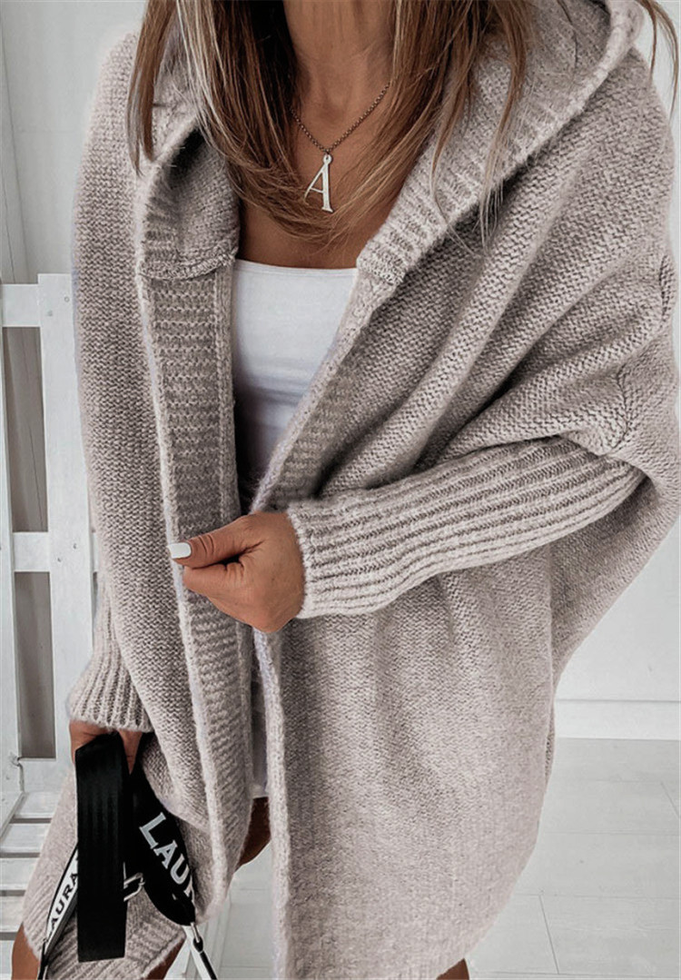 Aimsnug Women Hooded Sweaters 2022 New Fashion Pockets Design Tops Outerwear Loose Knitted Plush Coats Female Long Cardigans alx