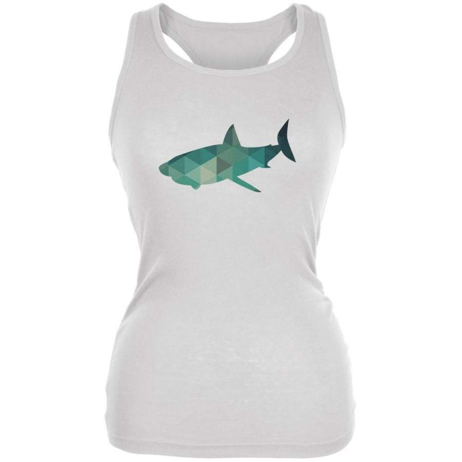 Shark Geometric White Juniors Soft Tank Top