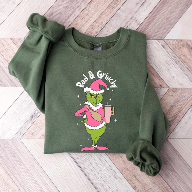 Bad And Grinchy Sweatshirt, Christmas Grinch Sweatshirt, Christmas Movie Sweatshirt, Just A Girl Who Loves Grinch Sweatshirt, Christmas Sweatshirt