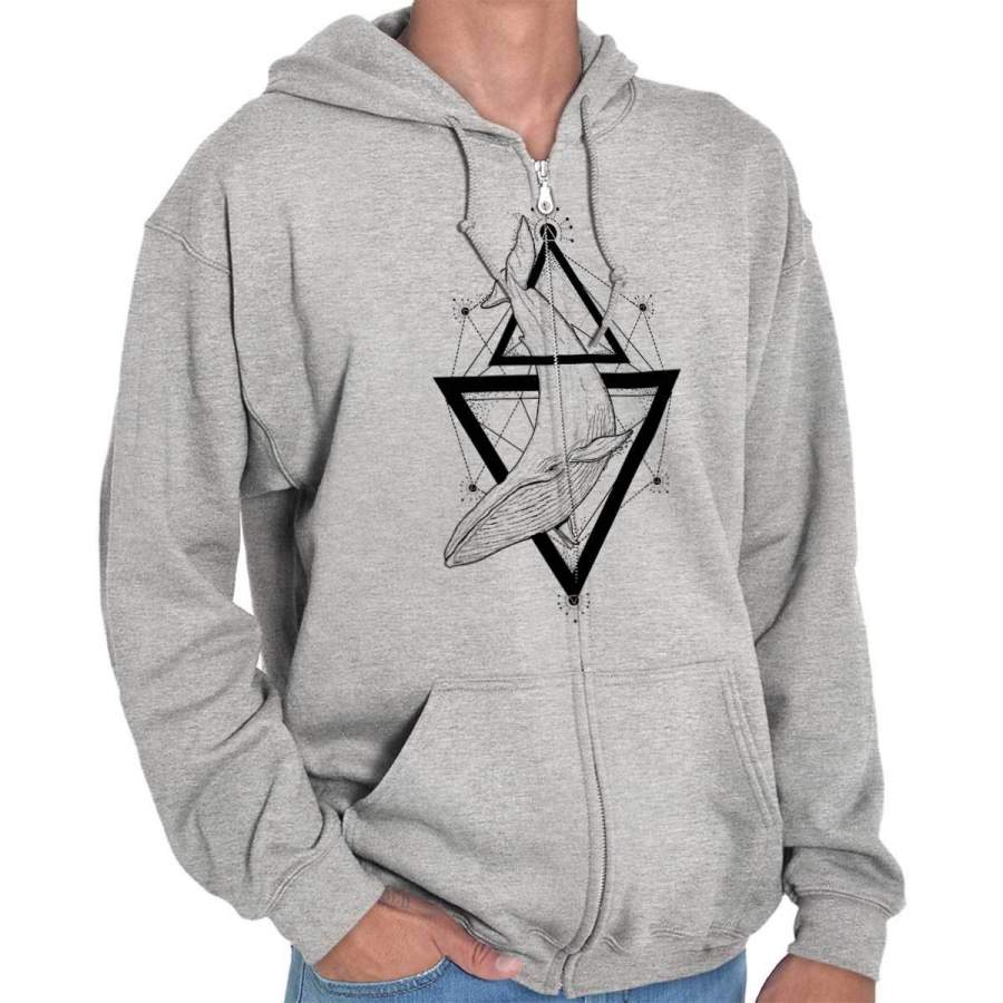 Triangle Whale Zip Hoodie