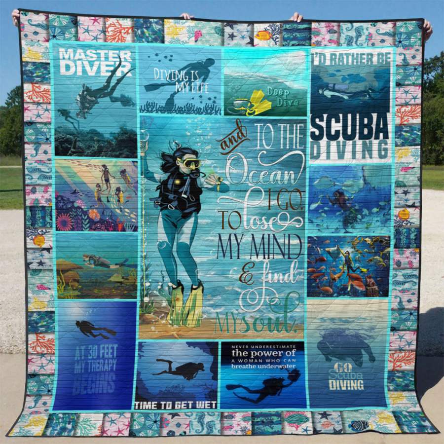 Wozoro Quilt Blanket Scuba Diving To The Ocean I Go Twin Queen King Size