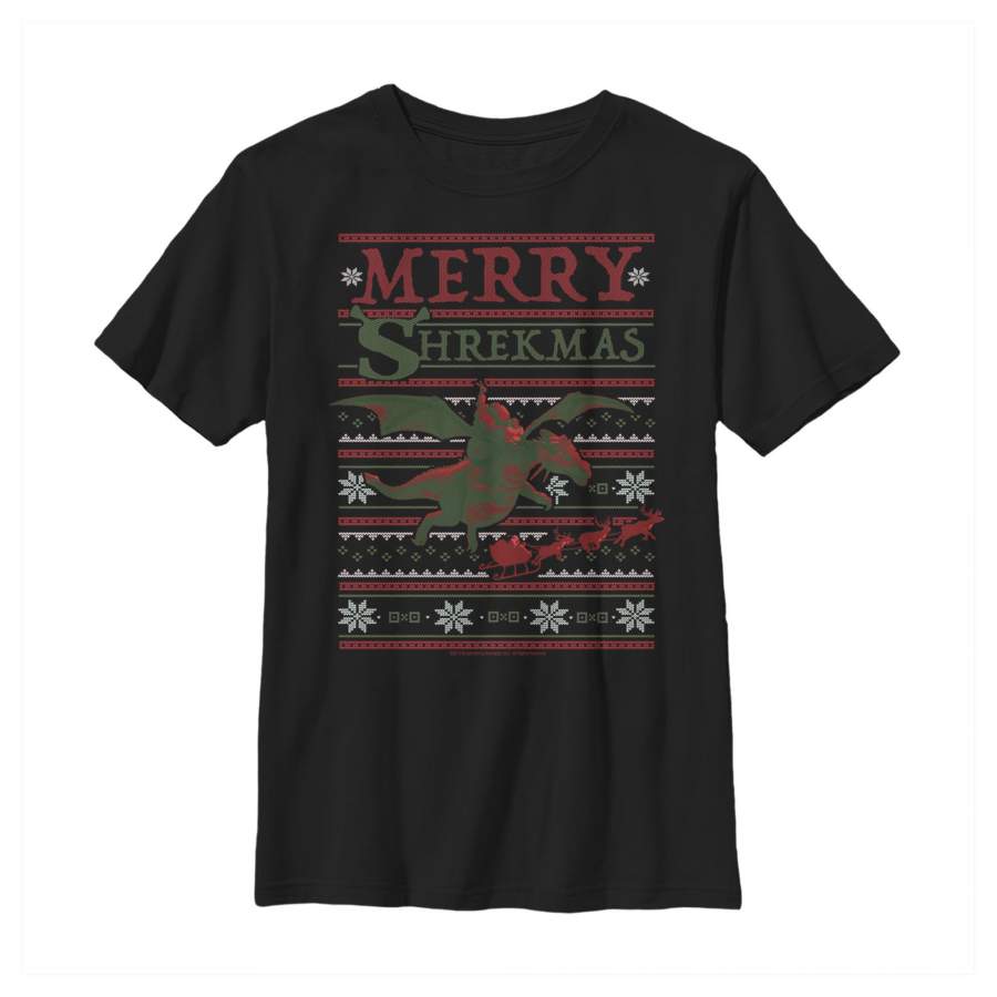 Shrek Boy’s Ugly Christmas Shrekmas  T Shirt