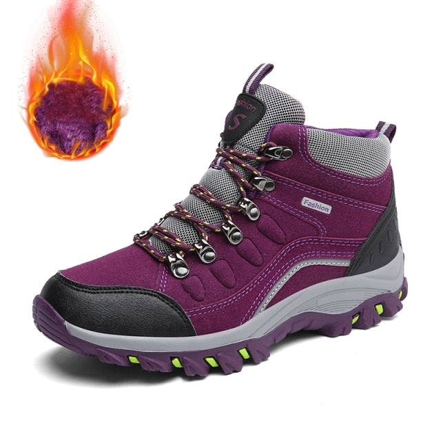 Microdeer Unisex High Top Winter Plus Velvet Hiking Shoes Women Outdoor ...