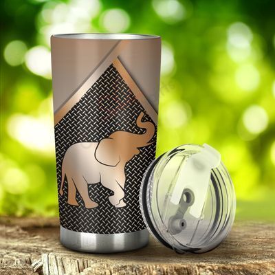 Personalized Elephant Silver  Stainless Steel Tumbler Travel Customize Name, Text, Number, Image