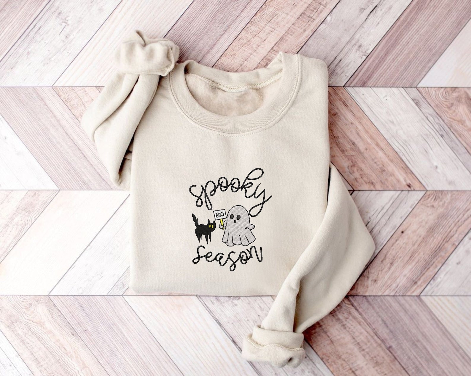 Cat Lovers Halloween Embroidery Sweatshirt 2D Crewneck Sweatshirt All Over Print Sweatshirt For Women Sweatshirt For Men Sws4583