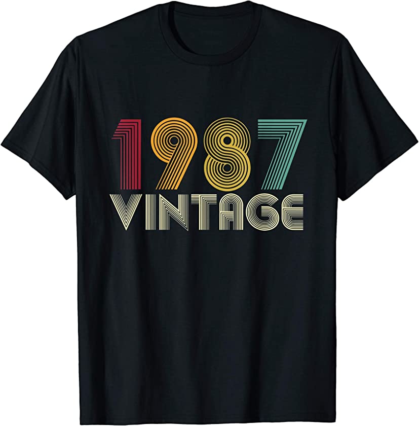 34th Birthday Gift 34 Years Old Men Women Retro Vintage 1987 T-Shirt