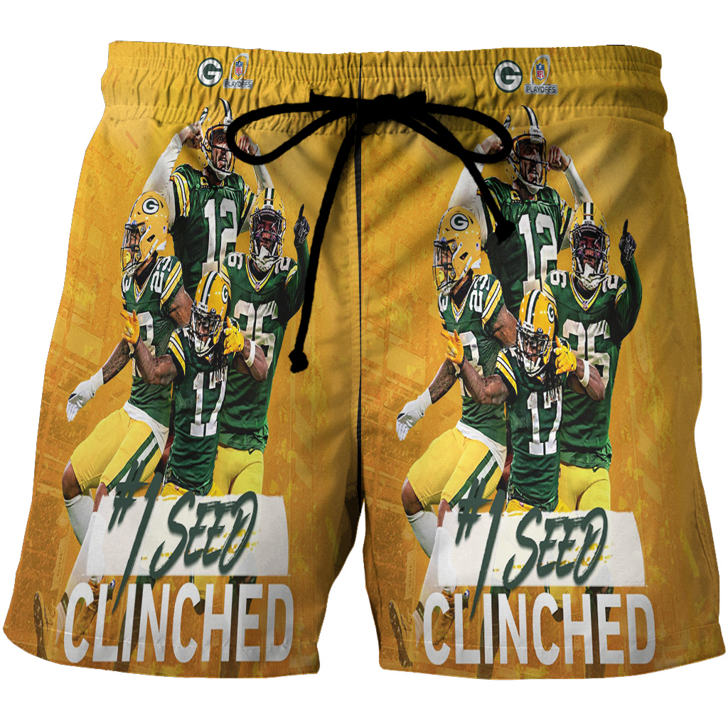 Green Bay Packers No1 Seed 3D All Over Print Summer Beach Hawaiian Short