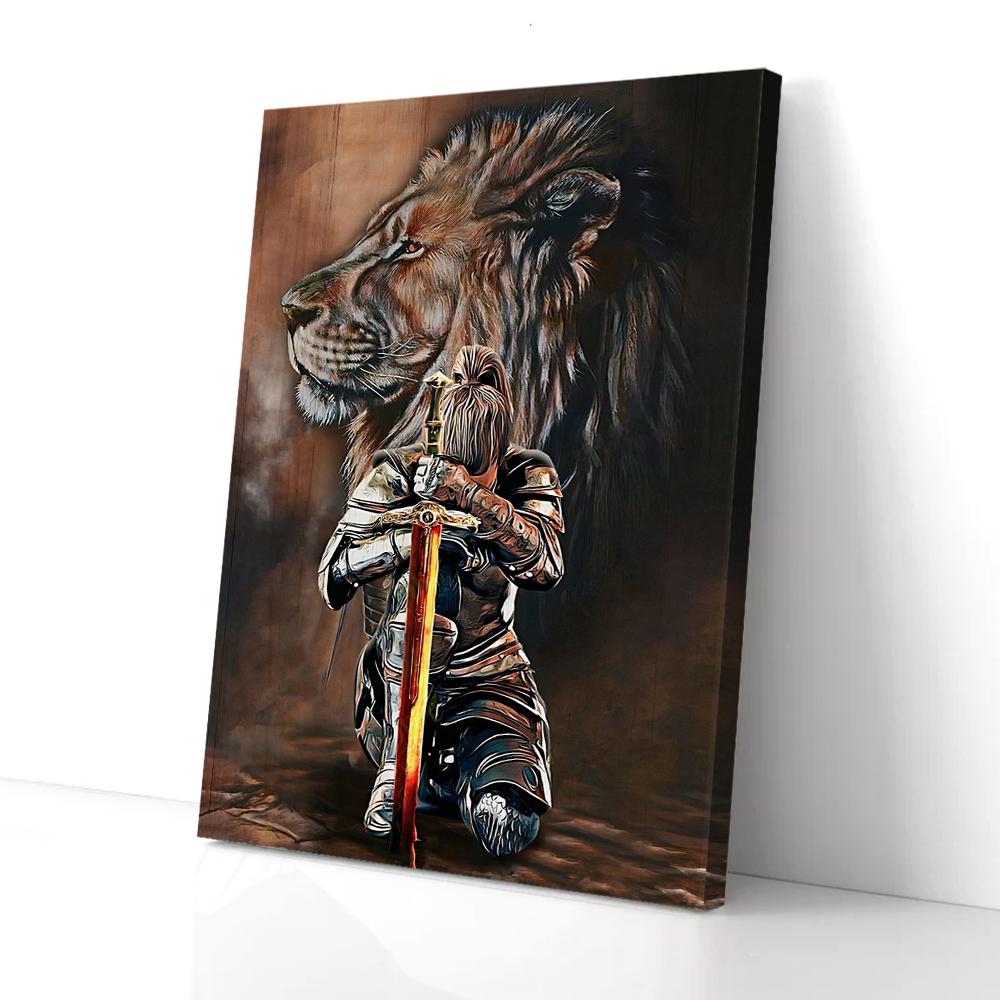 Woman Warrior Lion Canvas Prints Wall Art Cv22387