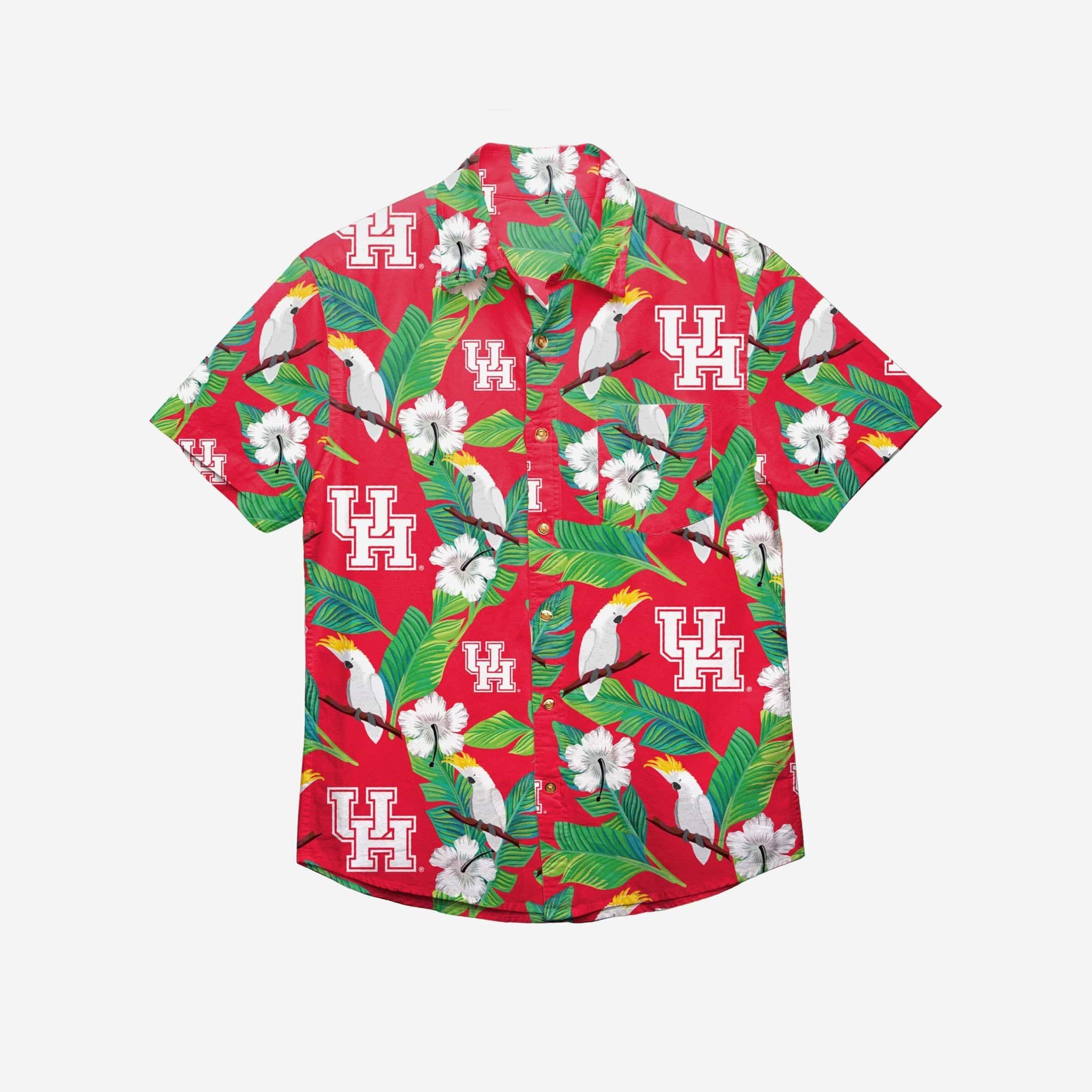 Houston Cougars Floral Button Up Hawaii Shirt Ha16514