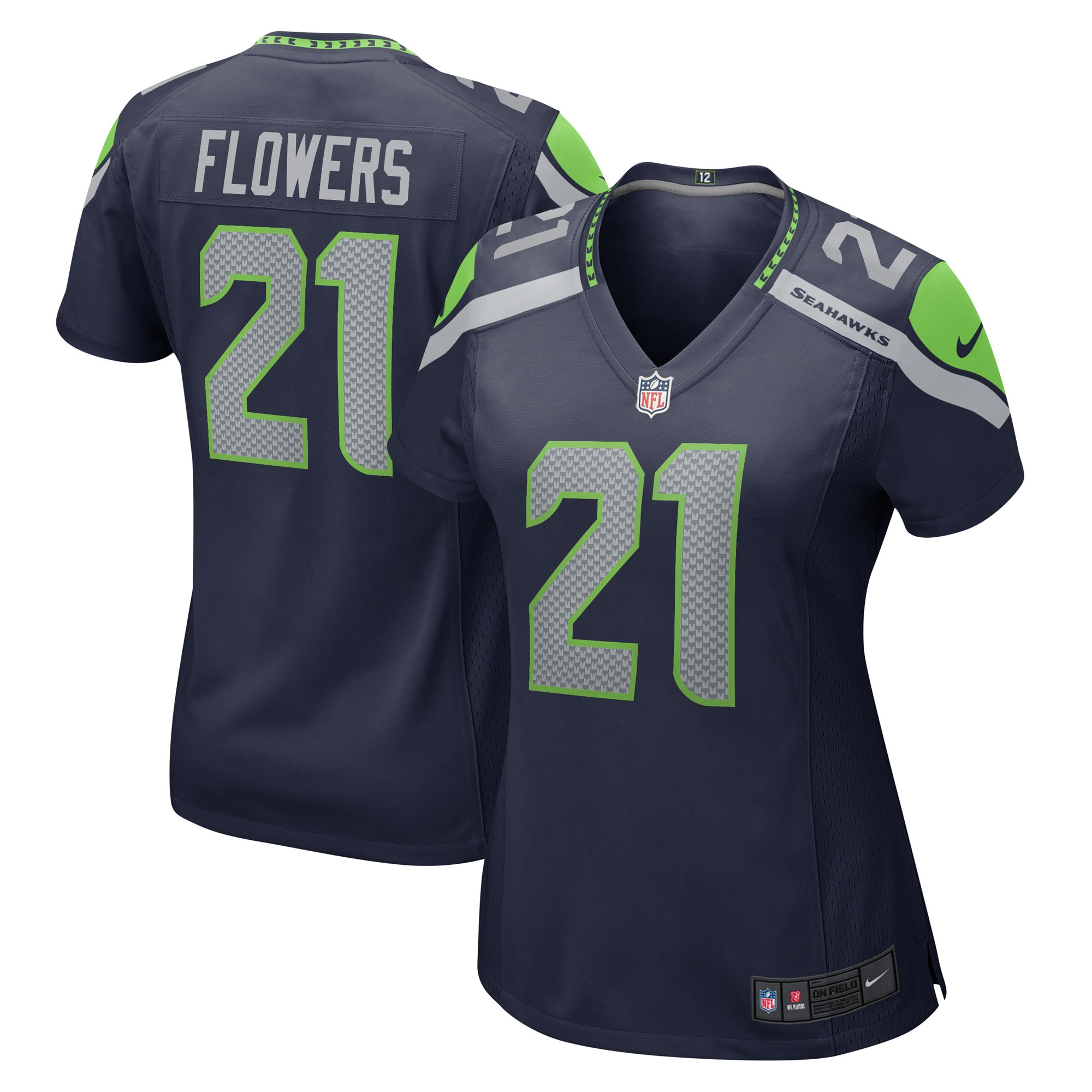 Tre Flowers Seattle Seahawks Womens Game Jersey – College Navy NFL