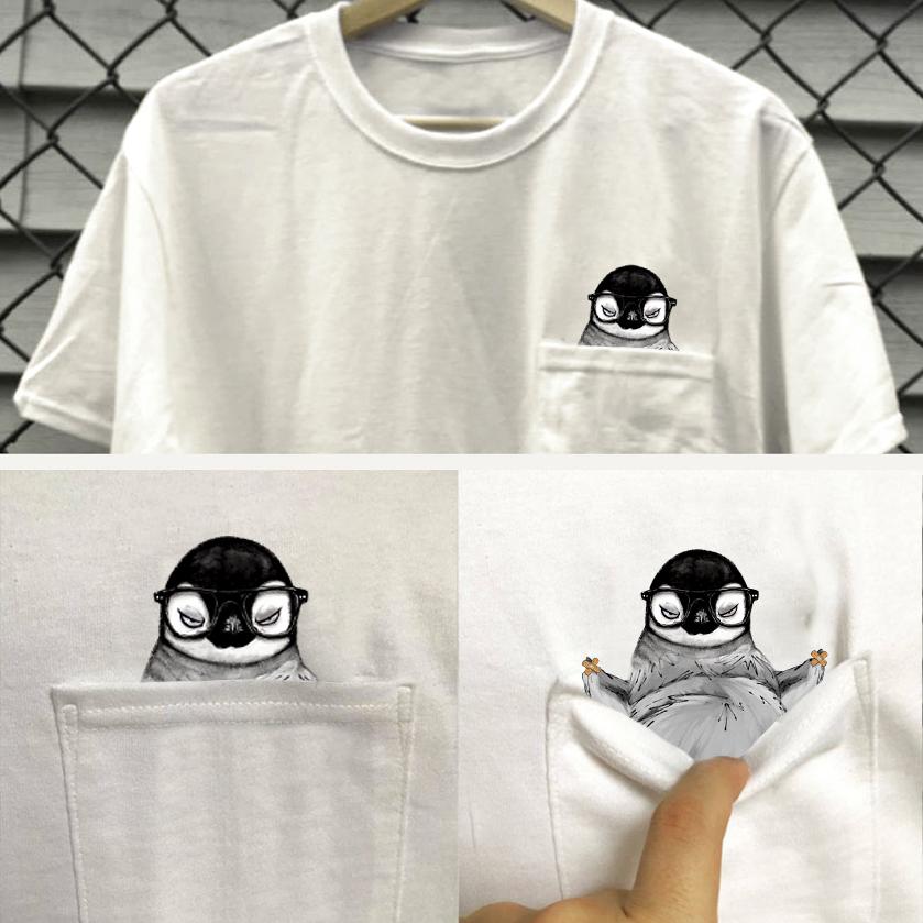 Penguin Angry Face Pocket T-Shirt