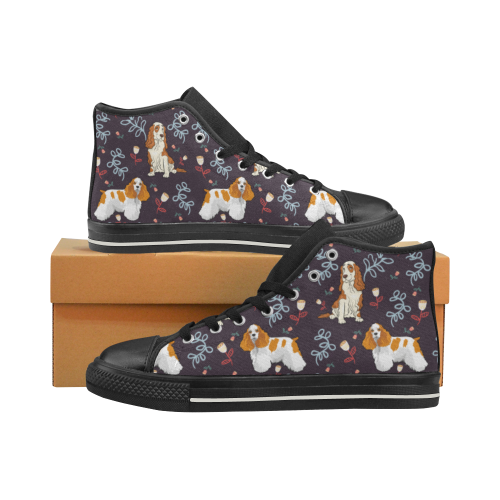 American Cocker Spaniel Flower Black Men’s Classic High Top Canvas Shoes