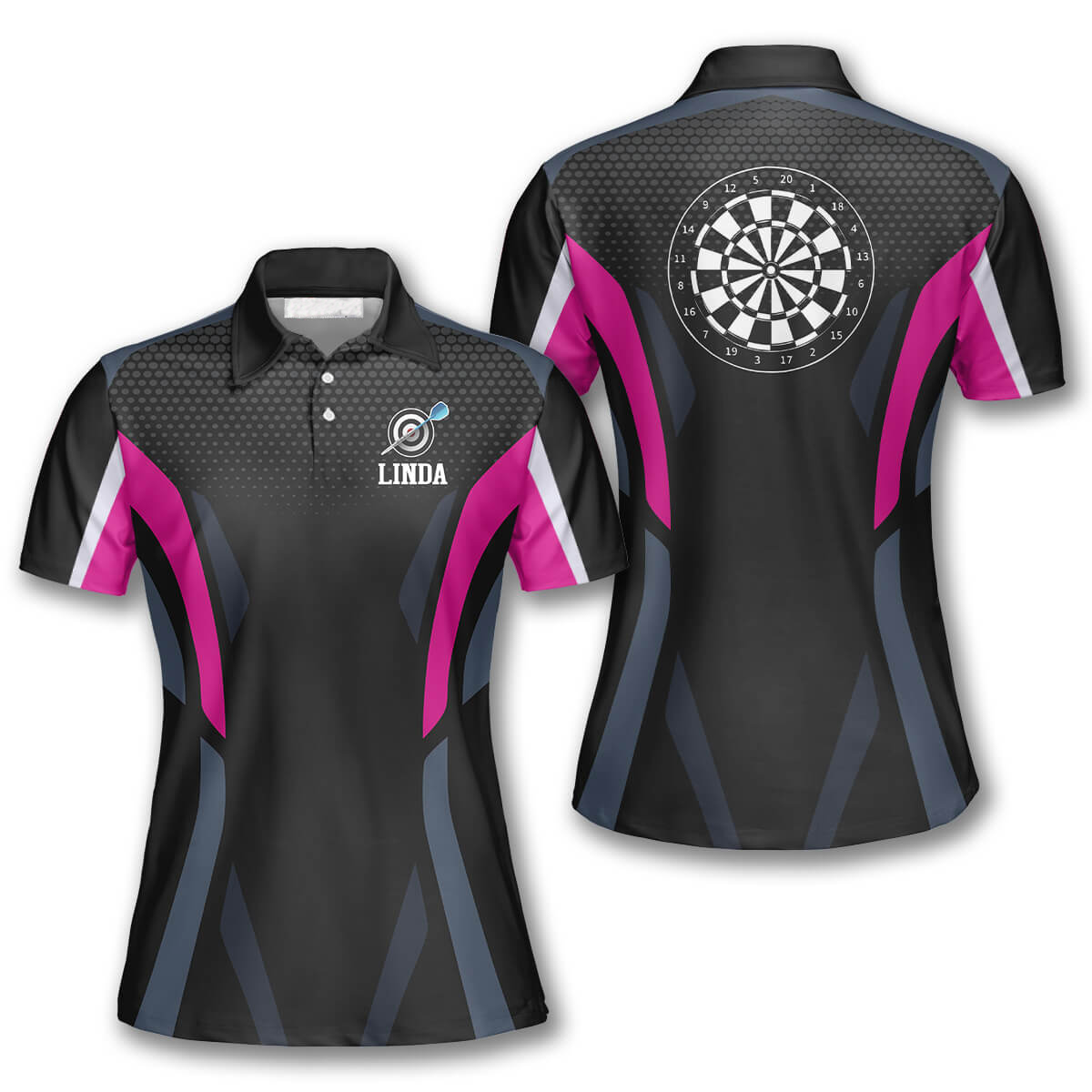 Darts Emblem Black Pink, Dart Board Sports Style Custom Darts Shirts For Women