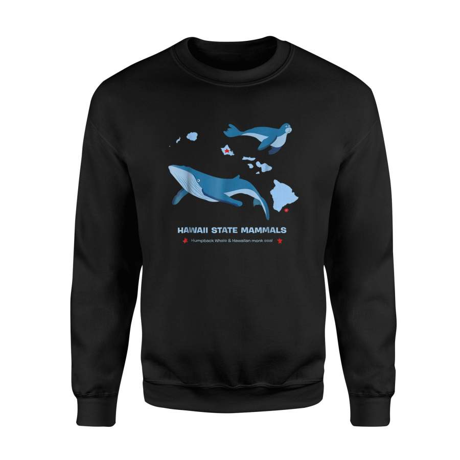 Hawaii State Hawaii Map Monk Seal Humpback Whale Sweatshirt