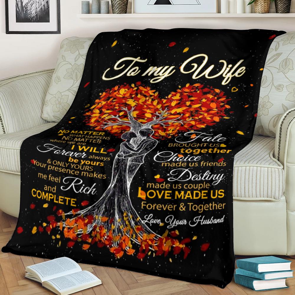 To My Wife Destiny Made Us Couple Love Made Us Fleece Blanket Home Decor Bedding Couch Sofa Soft And Comfy Cozy Gift For Valentine’S Day To Wife