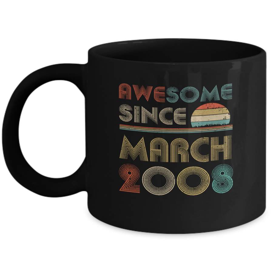 Awesome Since March 2008 Vintage 12th Birthday Gifts Mug