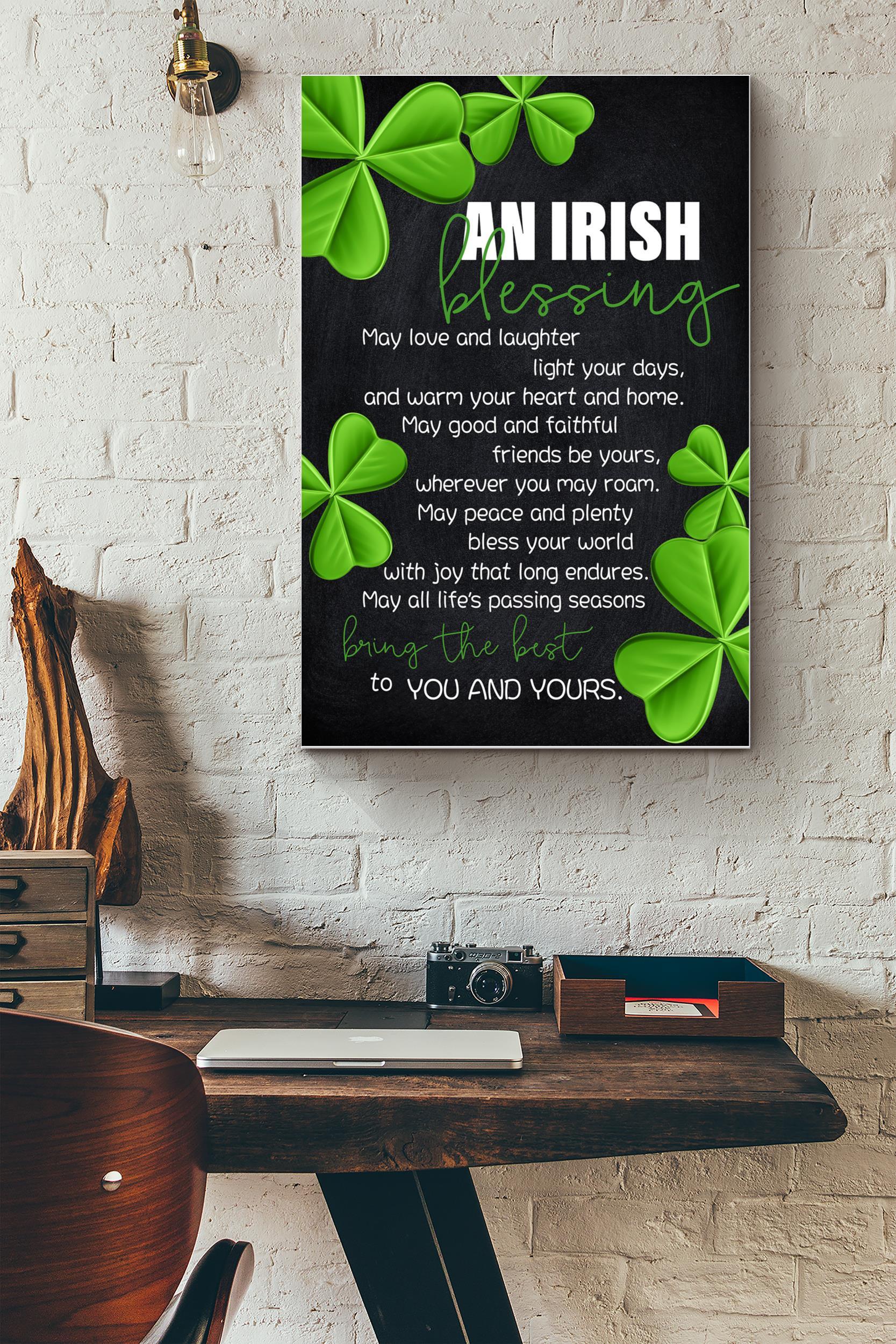 An Irish Blessing May Love And Laughter Poster – Ireland Wall Art -Gift For Irish Friend Irish Friend Soulmate Lover Home Decor (Unframed) Poster