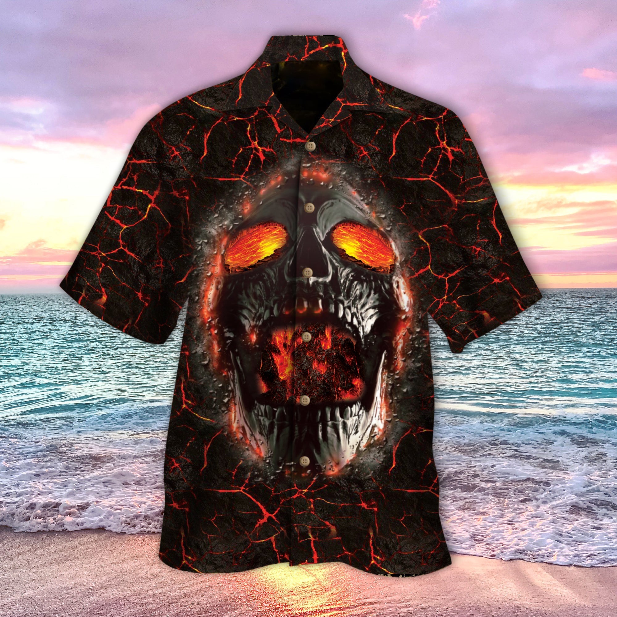 Skull Engulfed In Flames Hawaii Lover Hawaii Shirt For Men Women Ha67859