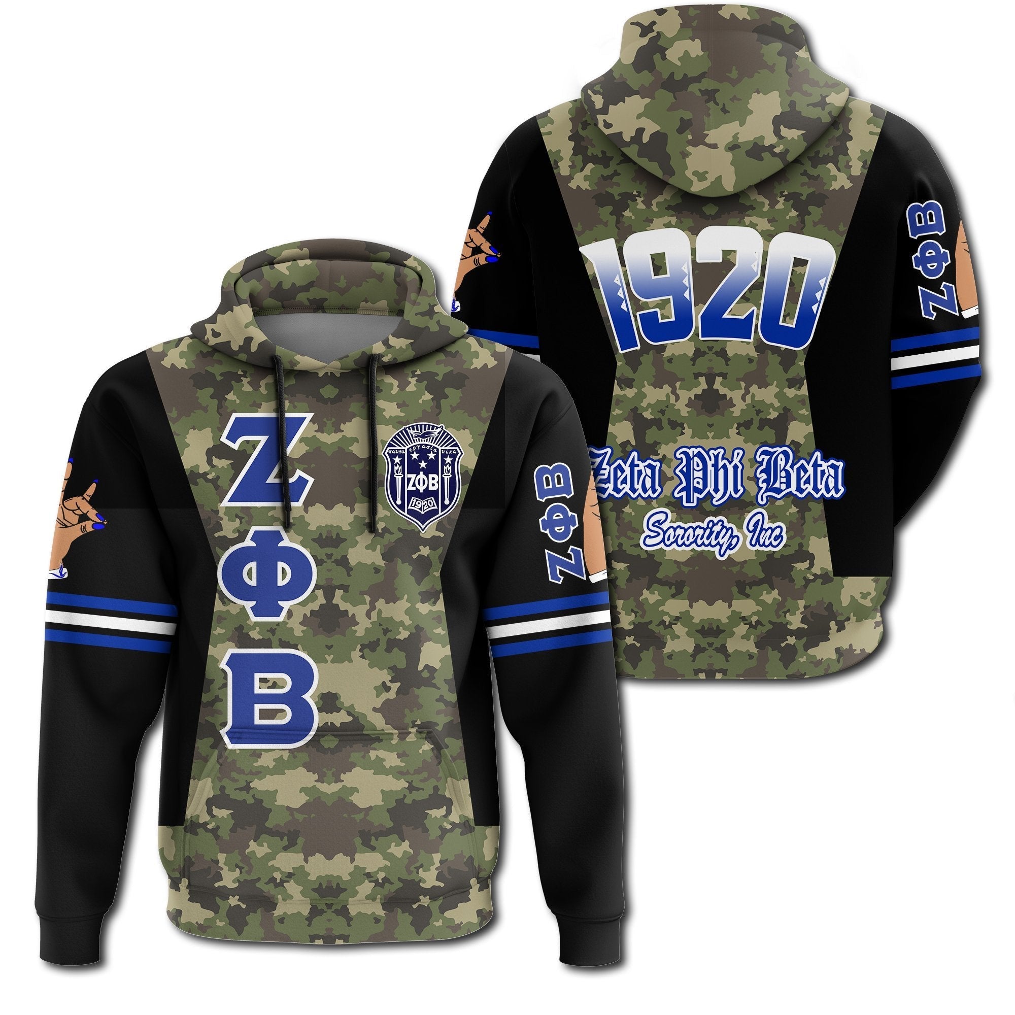 Sorority Hoodie – Zeta Phi Beta Sorority Camouflage Hoodie